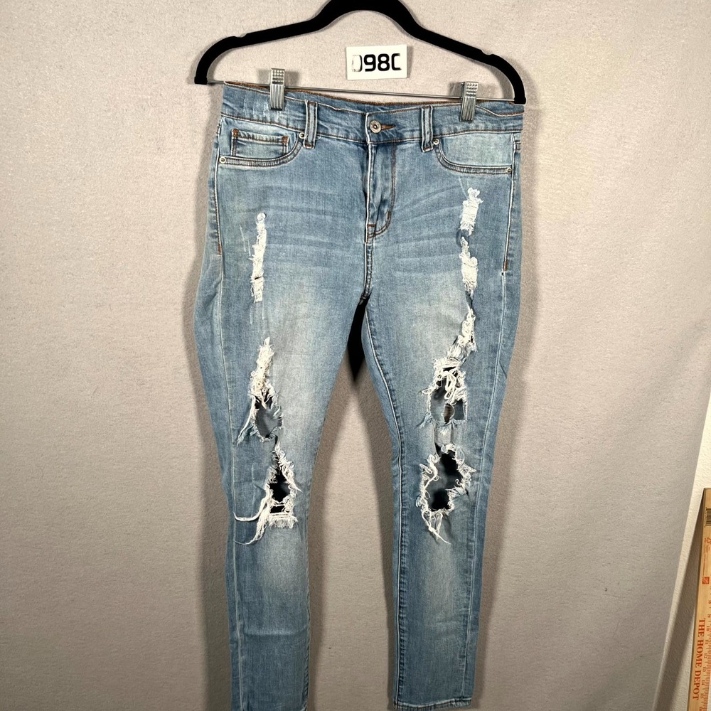 S.O.N.G. Jeans Women 9/29 Blue Denim Light Wash Ripped Distressed Perfect Skinny